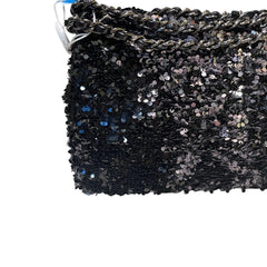 Chanel Mini Flap Bag - Black Floral Sequin & Tweed with Silver Hardware (20cm)