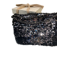 Chanel Mini Flap Bag - Black Floral Sequin & Tweed with Silver Hardware (20cm)
