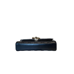 Chanel 22B Black Lambskin Enamel Top Handle Mini Flap Bag - Horizontal Kelly Style