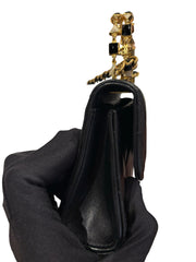 Chanel 22B Black Lambskin Enamel Top Handle Mini Flap Bag - Horizontal Kelly Style