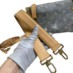 Louis Vuitton Side Trunk MM - Monogram Jacquard Denim (Washed Grey) - Gold Hardware