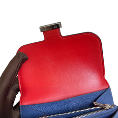 Hermès Constance Wallet in Agate Blue and Red with Silver Hardware