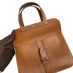 Hermès Halzan Mini in Saddle Leather with Silver Hardware