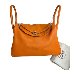 Hermès Lindy 34 in Orange Taurillon Clemence with Silver Hardware