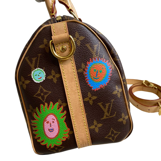 Louis Vuitton x Yayoi Kusama Speedy 25 Bandoulière - "Faces" Monogram - Microchip