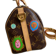 Louis Vuitton x Yayoi Kusama Speedy 25 Bandoulière - "Faces" Monogram - Microchip