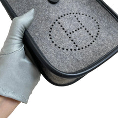 Rare Limited Material: Hermès Mini Evelyne in Black and Mid-Grey Felt with Silver Hardware
