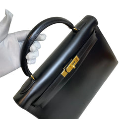 Enduring Icon: Hermès Kelly 32 in Black Box Leather with Gold Hardware