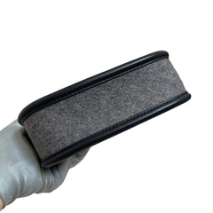 Rare Limited Material: Hermès Mini Evelyne in Black and Mid-Grey Felt with Silver Hardware