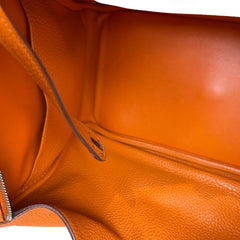 Hermès Lindy 34 in Orange Taurillon Clemence with Silver Hardware