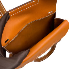 Hermès Halzan Mini in Saddle Leather with Silver Hardware