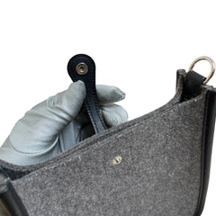 Rare Limited Material: Hermès Mini Evelyne in Black and Mid-Grey Felt with Silver Hardware