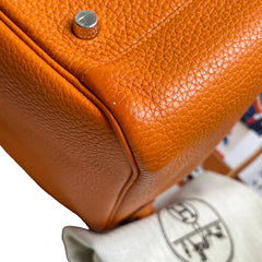 Hermès Lindy 34 in Orange Taurillon Clemence with Silver Hardware