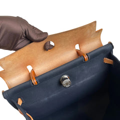 Hermès Herbag 31 in Black Canvas and Leather with Silver Hardware