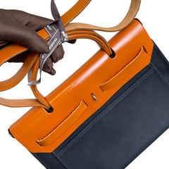 Hermès Herbag 31 in Black Canvas and Leather with Silver Hardware