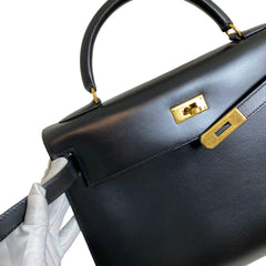 Enduring Icon: Hermès Kelly 32 in Black Box Leather with Gold Hardware