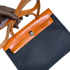 Hermès Herbag 31 in Black Canvas and Leather with Silver Hardware