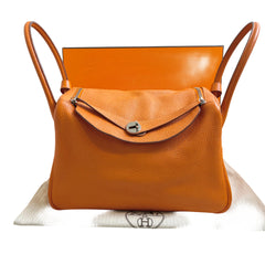 Hermès Lindy 34 in Orange Taurillon Clemence with Silver Hardware