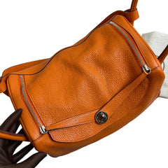 Hermès Lindy 34 in Orange Taurillon Clemence with Silver Hardware