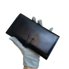 Hermès Bearn Long Wallet in Black Box Leather with Silver Hardware