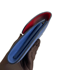 Hermès Constance Wallet in Agate Blue and Red with Silver Hardware