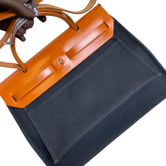 Hermès Herbag 31 in Black Canvas and Leather with Silver Hardware