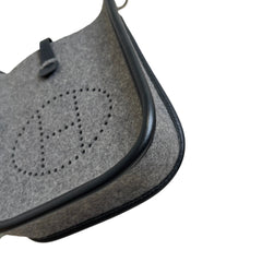 Rare Limited Material: Hermès Mini Evelyne in Black and Mid-Grey Felt with Silver Hardware