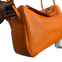 Hermès Lindy 34 in Orange Taurillon Clemence with Silver Hardware