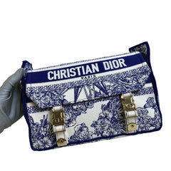Dior Camp Small Blue Embroidered Crossbody Bag