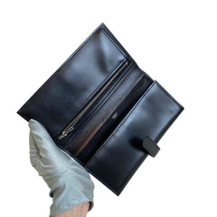 Hermès Bearn Long Wallet in Black Box Leather with Silver Hardware