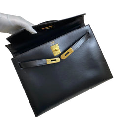 Enduring Icon: Hermès Kelly 32 in Black Box Leather with Gold Hardware