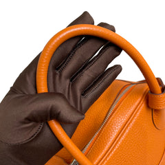 Hermès Lindy 34 in Orange Taurillon Clemence with Silver Hardware