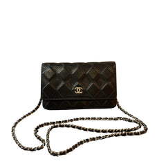 Chanel Classic Wallet On Chain (WOC) - Black Grained Calfskin Caviar with Gold Hardware