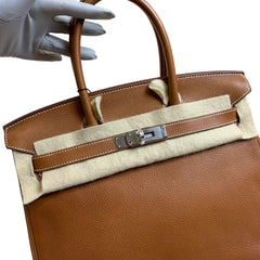 Hermès Birkin 30 Barenia Faubourg Fauve Silver Hardware (PHW) | Stamp A (2017) | Full Set with Certificate
