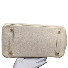 Hermes Birkin 30 White Gold Hardware A Stamp