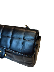Vintage Chanel Camellia Flap Bag - Chocolate Bar Quilt Black Lambskin (18cm)