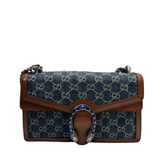 Gucci Dionysus Small Shoulder Bag in GG Denim with Blue Enamel Tiger Head
