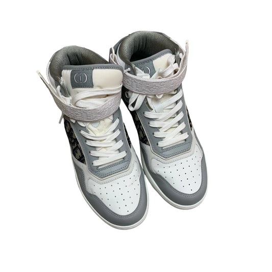 Dior B27 High-Top Sneakers - Gray & White Oblique Jacquard (Size EU 42 / US 9)
