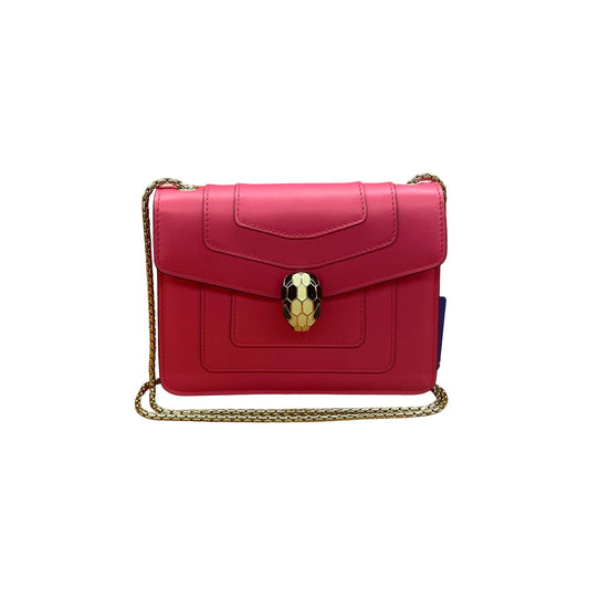 Bvlgari Serpenti Forever Bag in Hot Pink Calfskin with Enamel Snake Head Closure