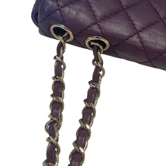Chanel Classic East West Flap Bag (Baguette) - Deep Purple / Plum Lambskin (25cm)
