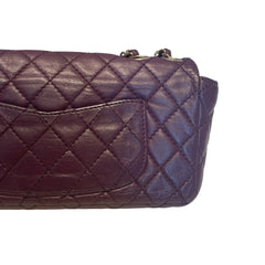 Chanel Classic East West Flap Bag (Baguette) - Deep Purple / Plum Lambskin (25cm)
