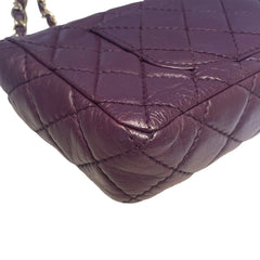 Chanel Classic East West Flap Bag (Baguette) - Deep Purple / Plum Lambskin (25cm)