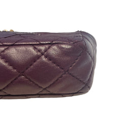 Chanel Classic East West Flap Bag (Baguette) - Deep Purple / Plum Lambskin (25cm)