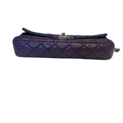 Chanel Classic East West Flap Bag (Baguette) - Deep Purple / Plum Lambskin (25cm)