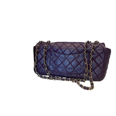 Chanel Classic East West Flap Bag (Baguette) - Deep Purple / Plum Lambskin (25cm)