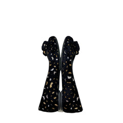 Salvatore Ferragamo Varina Flats - Black Suede with Gold Pattern (Size US 5.5 / EU 36)