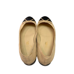 Chanel Classic Ballerina Flats - Beige & Black Cap Toe (Size EU 37 / US 6.5)