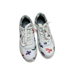 Dior x Kenny Scharf B27 Low Top Sneakers White Leather with Graffiti Print Top View