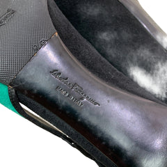 Salvatore Ferragamo Colorblock Suede Pumps - Pink Lizard Toe & Green (Size US 8.5 / EU 39)