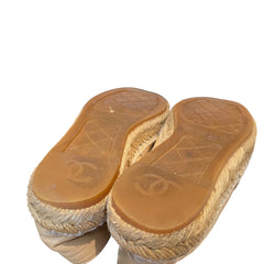 Chanel CC Espadrilles - Beige & Black Lambskin Cap Toe (Size EU 35 / US 5)